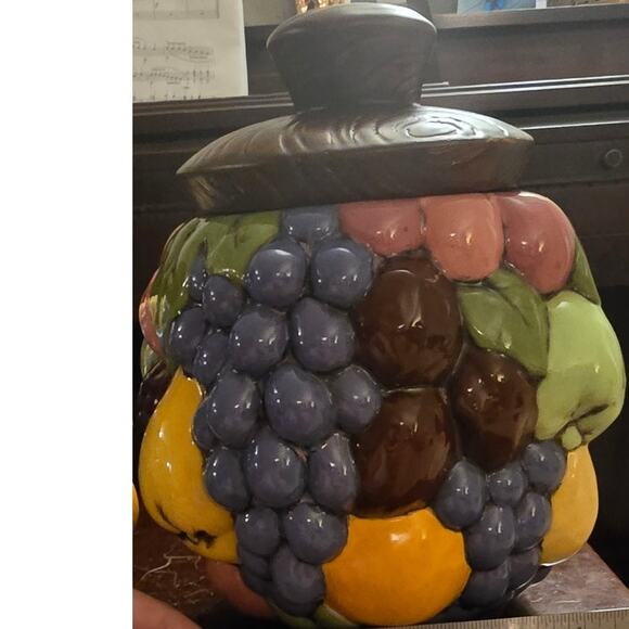 Set of 4 Hand Painted Fruit Ceramic Canisters - Picture 3 of 16